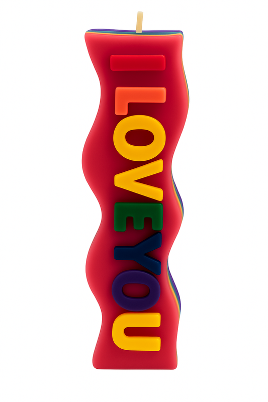 🌈 Rainbow Wavy Candle – Colorful & Uplifting