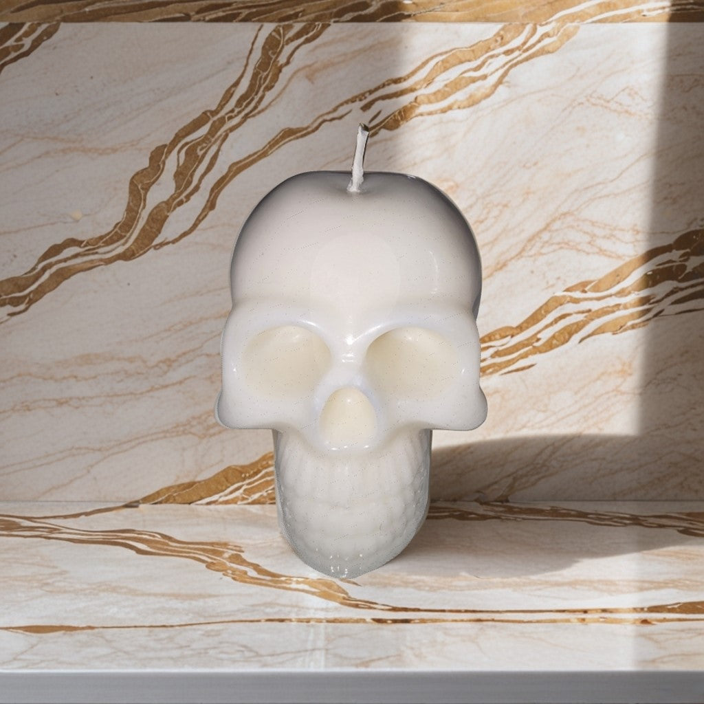 White skull head candle - Halloween décor
