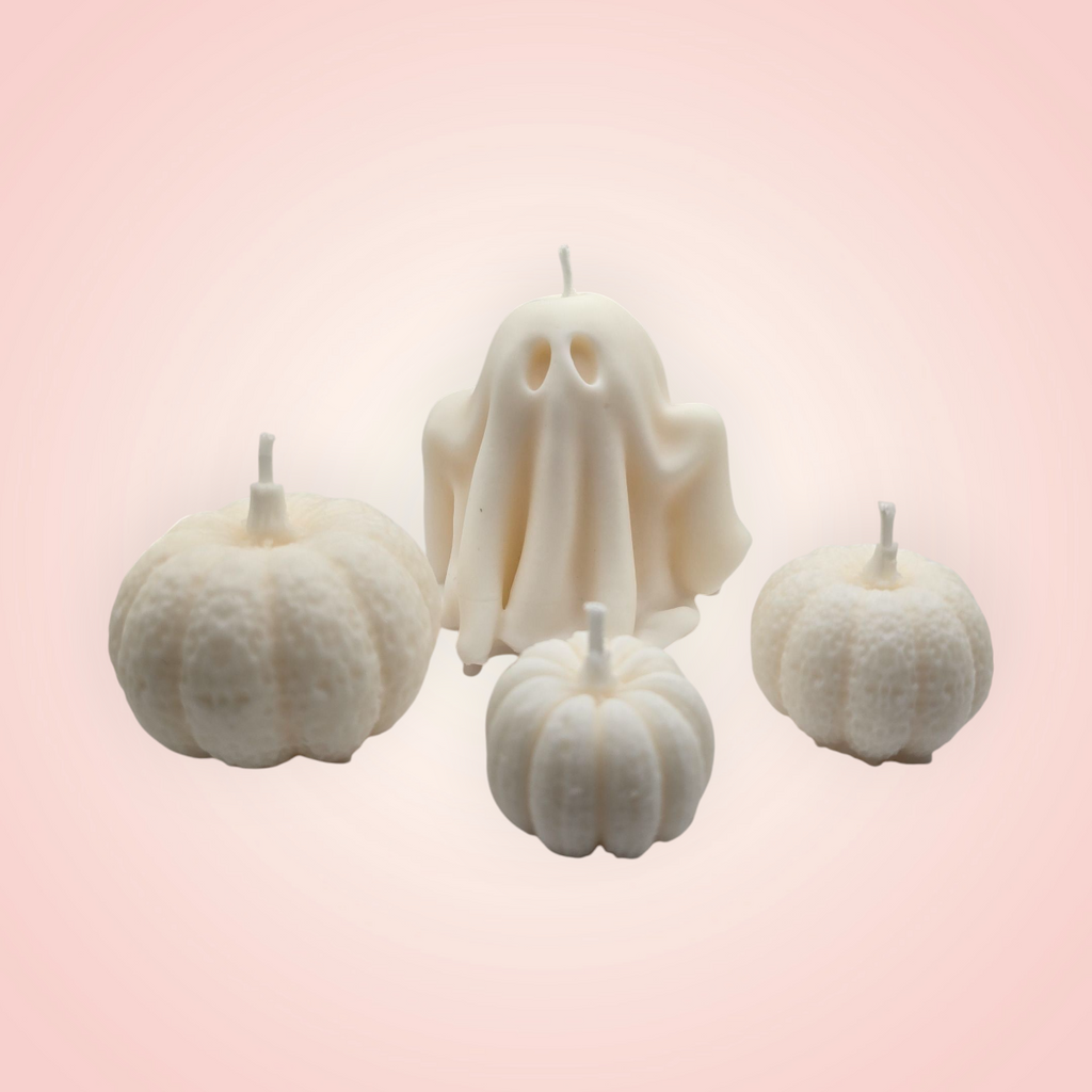 4pc Set Ghost with 3 Pumpkins (small, medium, large)