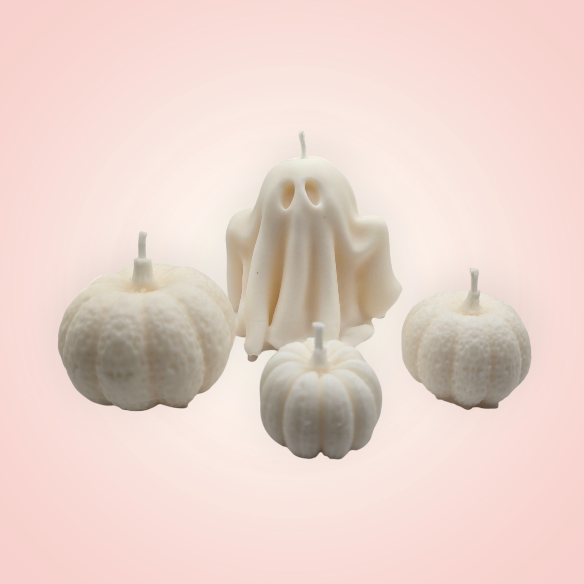 4pc Set Ghost with 3 Pumpkins (small, medium, large)