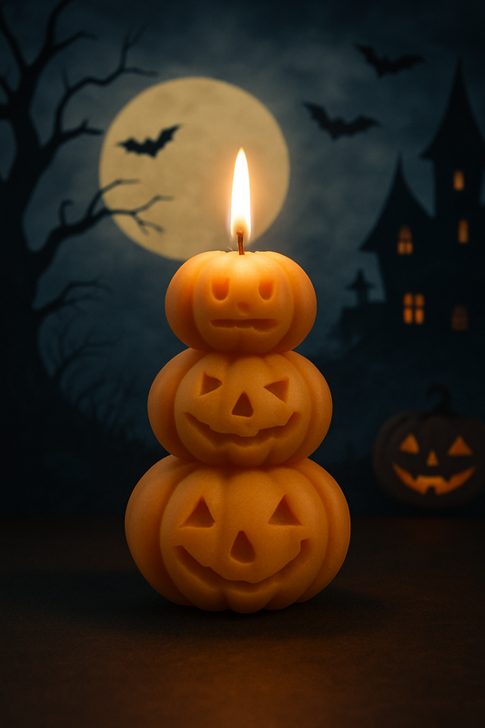 2 pc Halloween Pumpkin Candle Set – 3D Stackable & Single Pumpkin