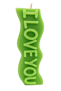 Green I Love You Candle with eucalyptus scent and bold love message for romantic gift and décor