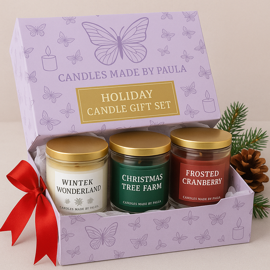 🕯️ Trio Candle Gift Set – Winter Wonderland, Christmas Tree Farm & Frosted Cranberry | Candles Made By Paula