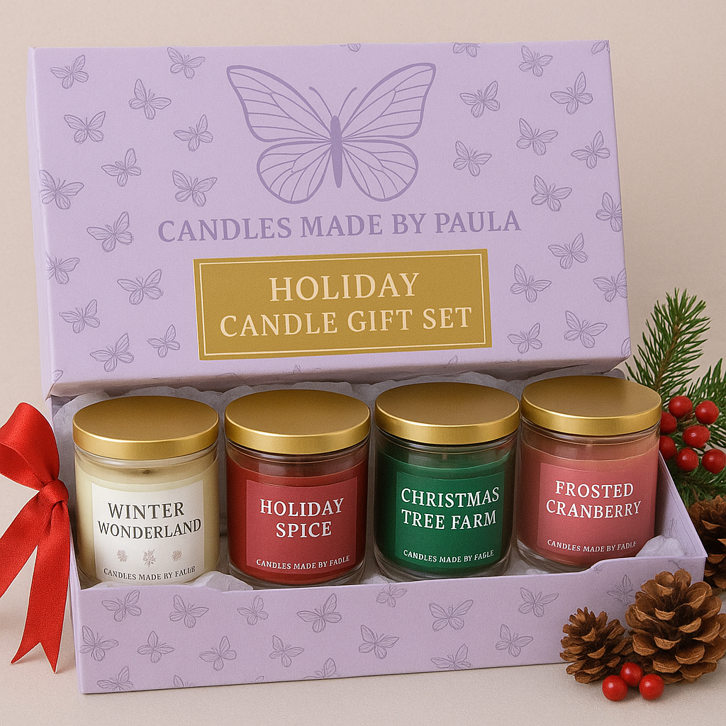 4 - Holiday Candle Gift Set | Winter Wonderland, Holiday Spice, Christmas Tree Farm & Gingerbread Dreams