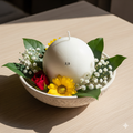 Large Ball Candle 3.9-inch hand-poured premium soy wax sphere in purple, white, or green with various scents for luxury ambiance
