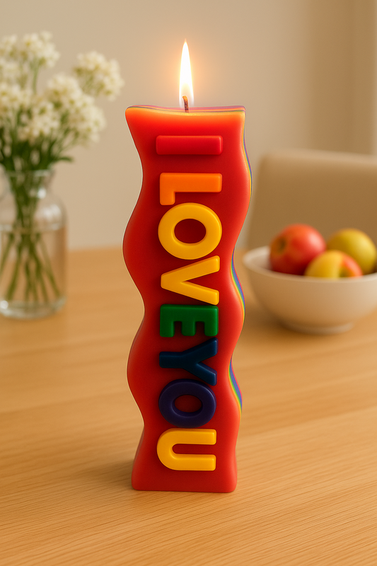 🌈 Rainbow Wavy Candle – Colorful & Uplifting