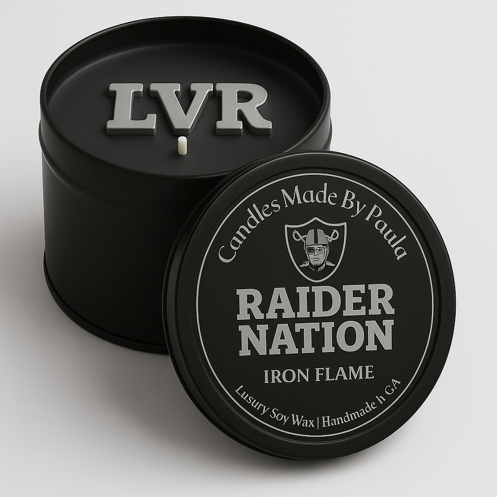 ⚫ Raider Nation - "Midnight Leather" Signature Scent (8 oz Tin)