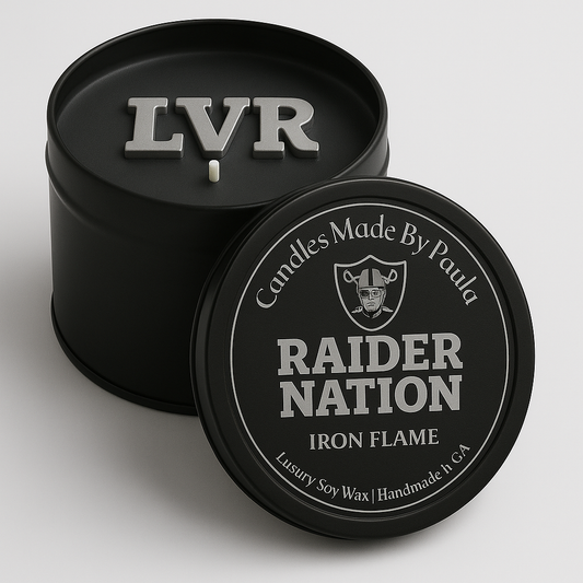 ⚫ Raider Nation - "Midnight Leather" Signature Scent (8 oz Tin)