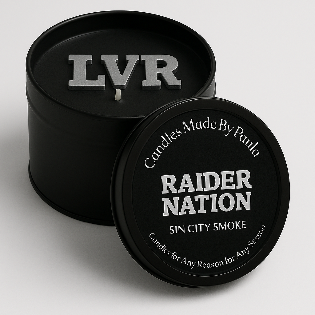 ⚫ Raider Nation - "Midnight Leather" Signature Scent (8 oz Tin)