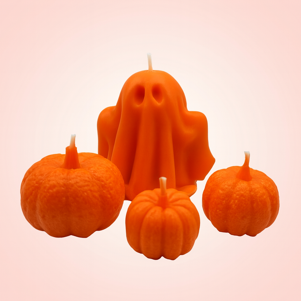 4pc Set Ghost with 3 Pumpkins (small, medium, large)