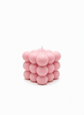 Pink Bubble Cube Candle hand-poured soy wax geometric decor piece