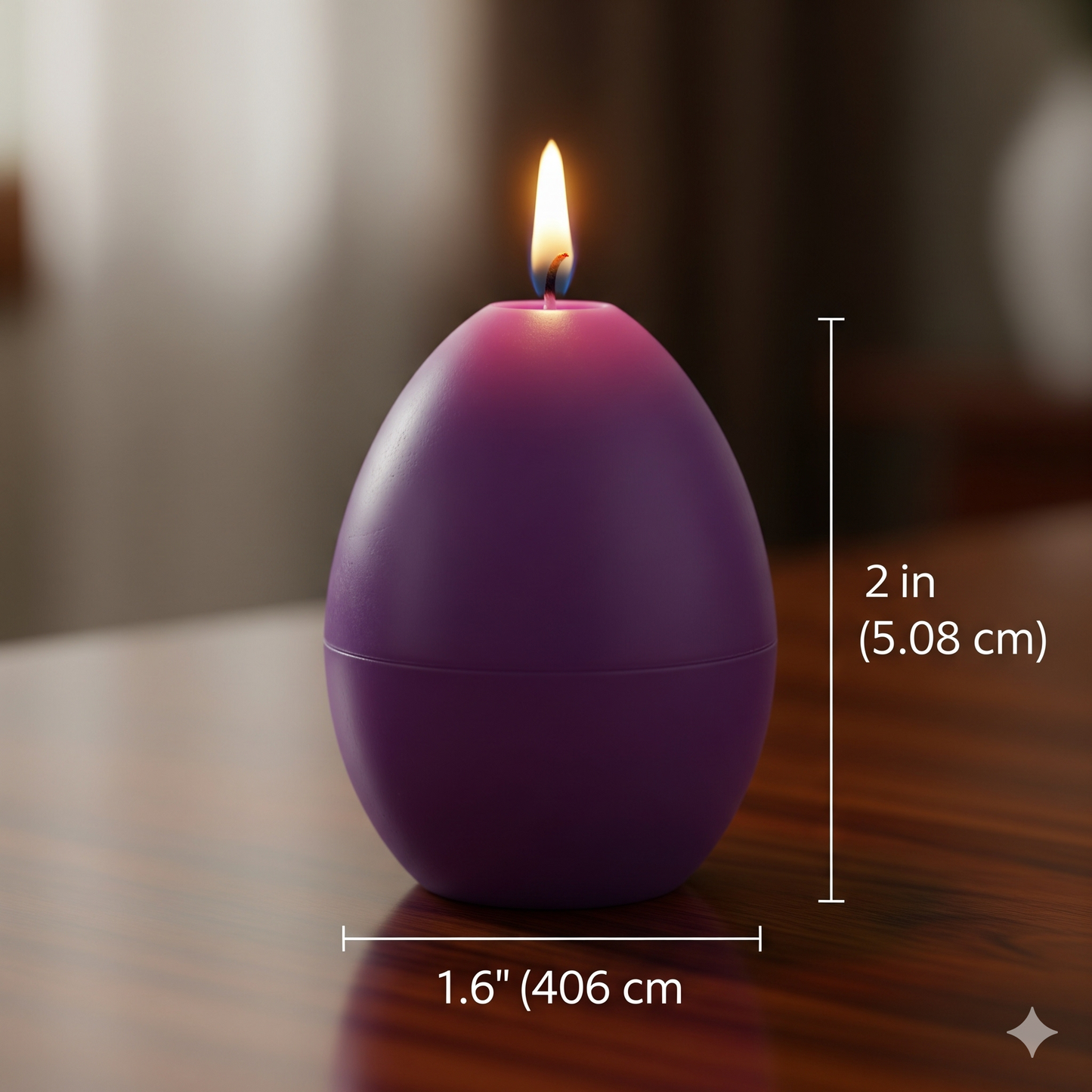 Egg Shaped Candle (h) 2 in x (w) 1.6 in