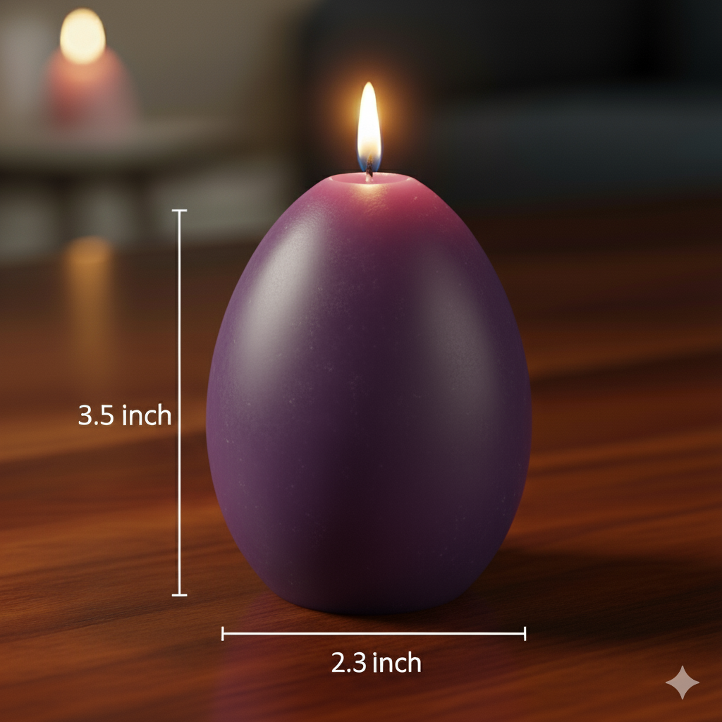 Egg Shaped Candle (h) 3.5 x (w) 2.3