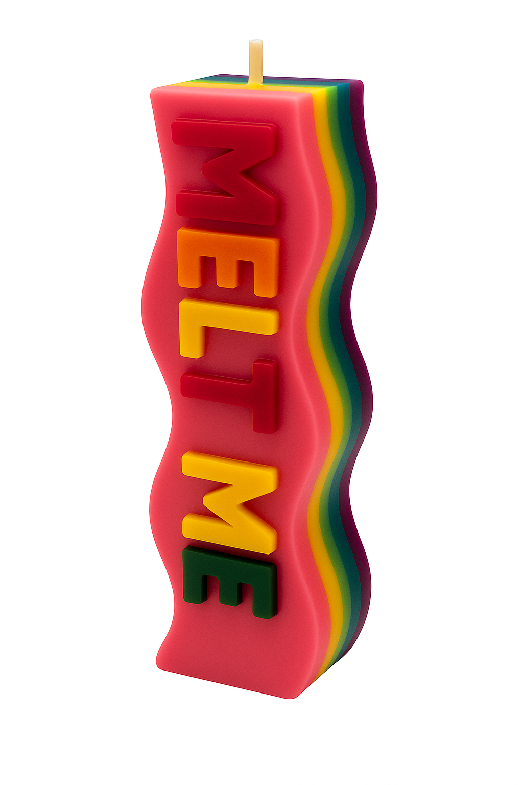 🌈 Rainbow Wavy Candle – Colorful & Uplifting