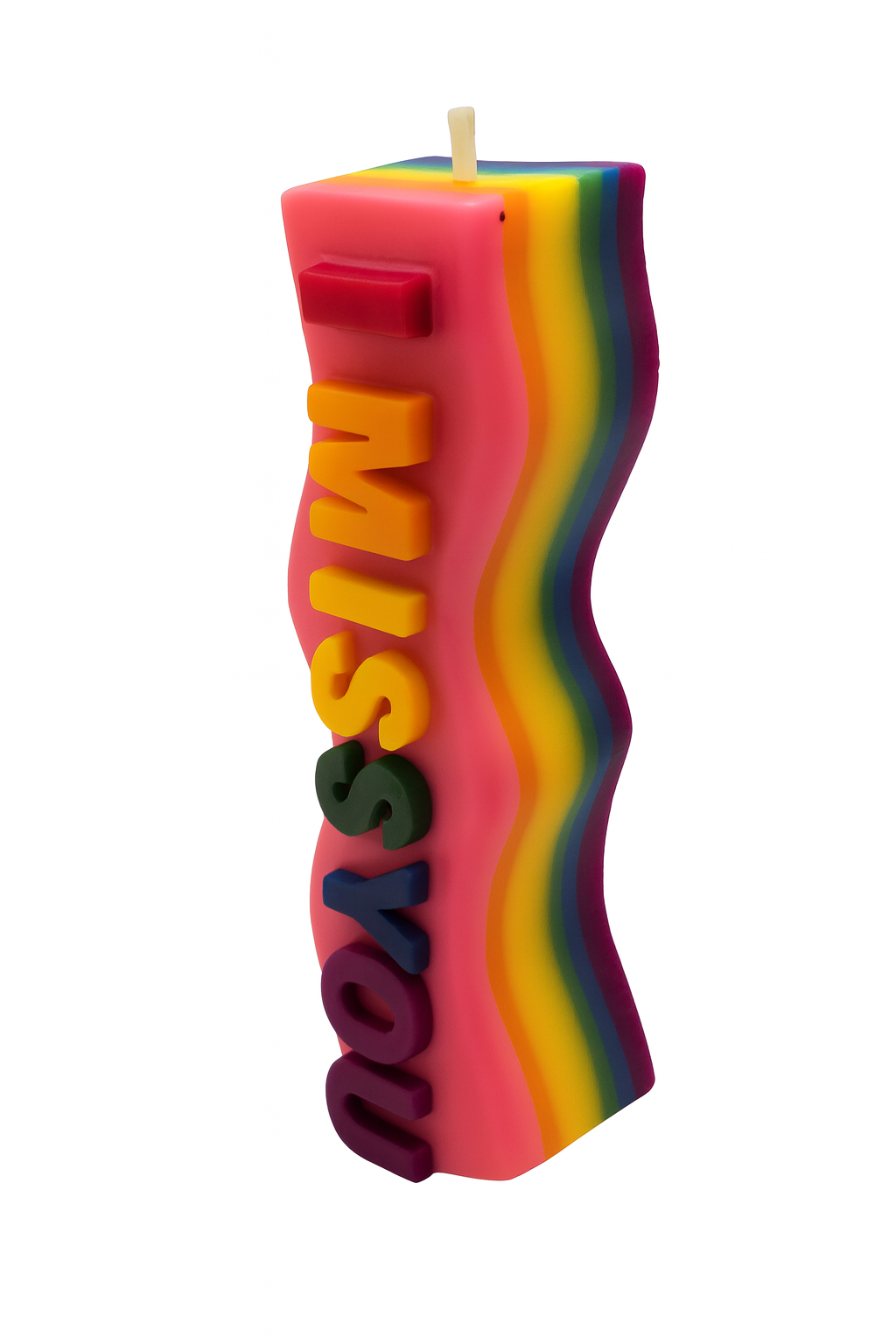 🌈 Rainbow Wavy Candle – Colorful & Uplifting