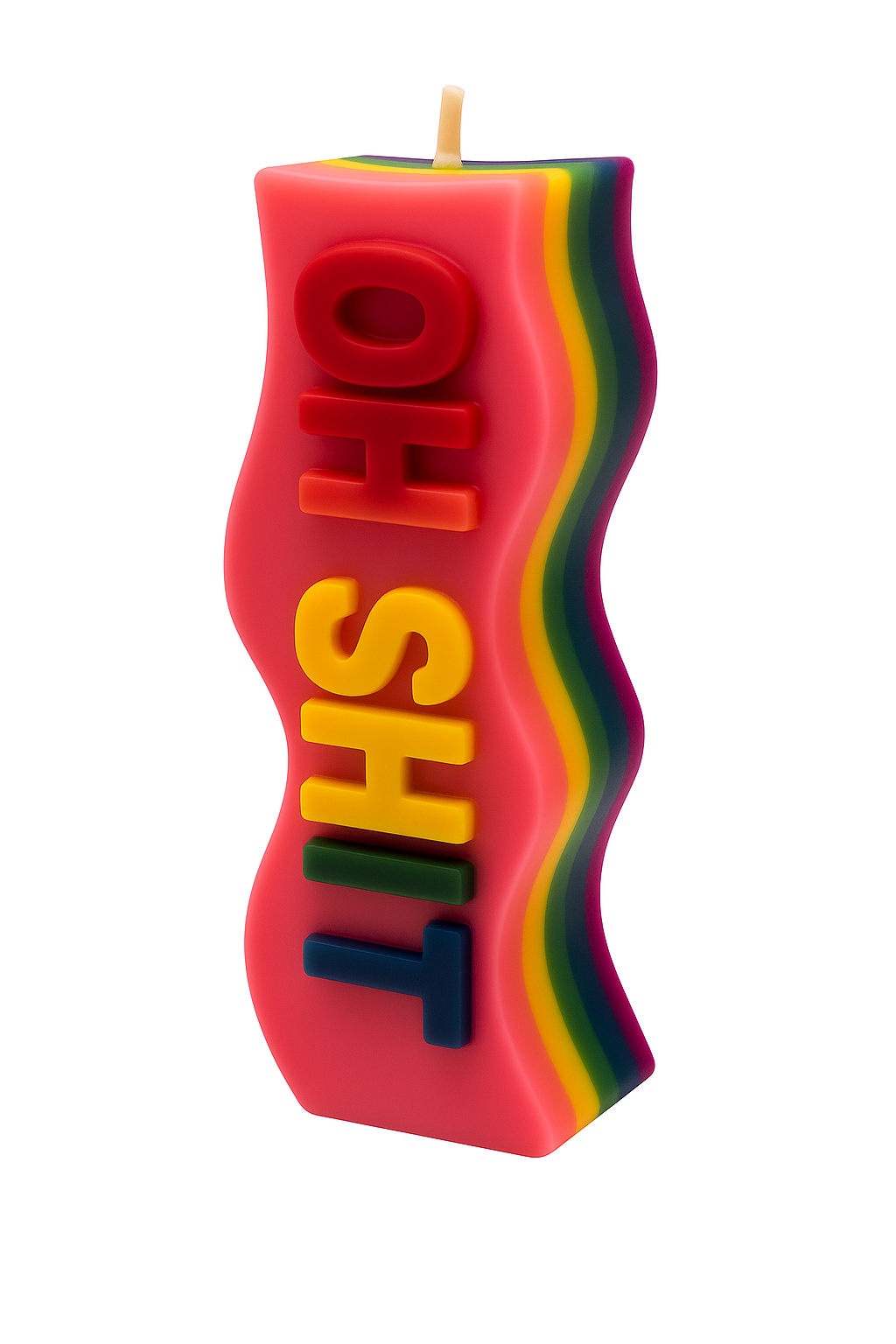 🌈 Rainbow Wavy Candle – Colorful & Uplifting