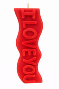 Red I Love You Candle with peppermint scent and I LOVE YOU message in vibrant red color