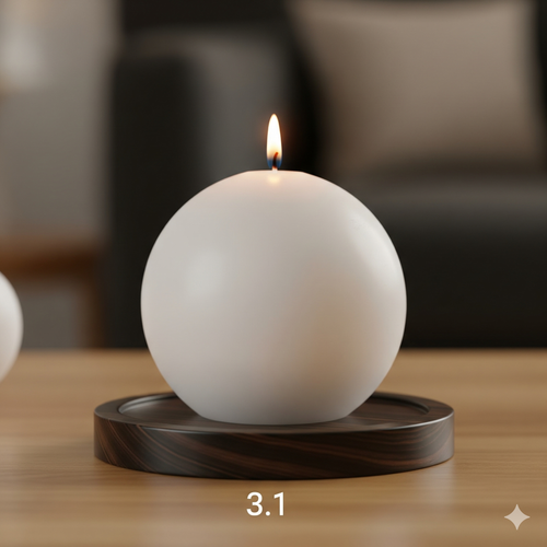 3.1-inch premium soy wax ball candle in calming purple, white, and green colors with lavender, rose, lemon, or unscented options for wellness and relaxation