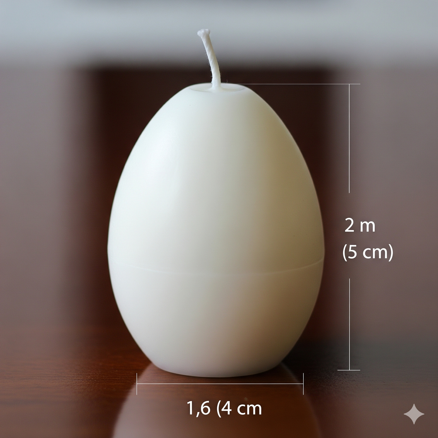 Egg Shaped Candle (h) 2 in x (w) 1.6 in