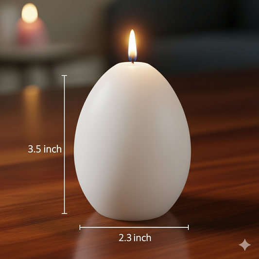 Egg Shaped Candle (h) 3.5 x (w) 2.3