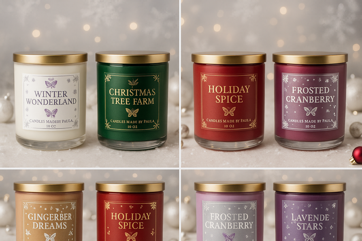 4 - Holiday Candle Gift Set | Winter Wonderland, Holiday Spice, Christmas Tree Farm & Gingerbread Dreams