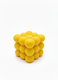 Yellow Bubble Cube Candle with modern geometric bubble design and vibrant yellow color
